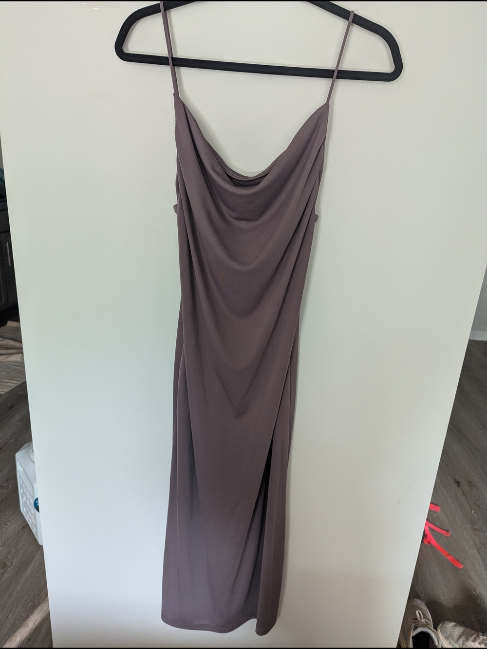 Zara Mauve Spaghetti-Strap Cowl Midi Dress